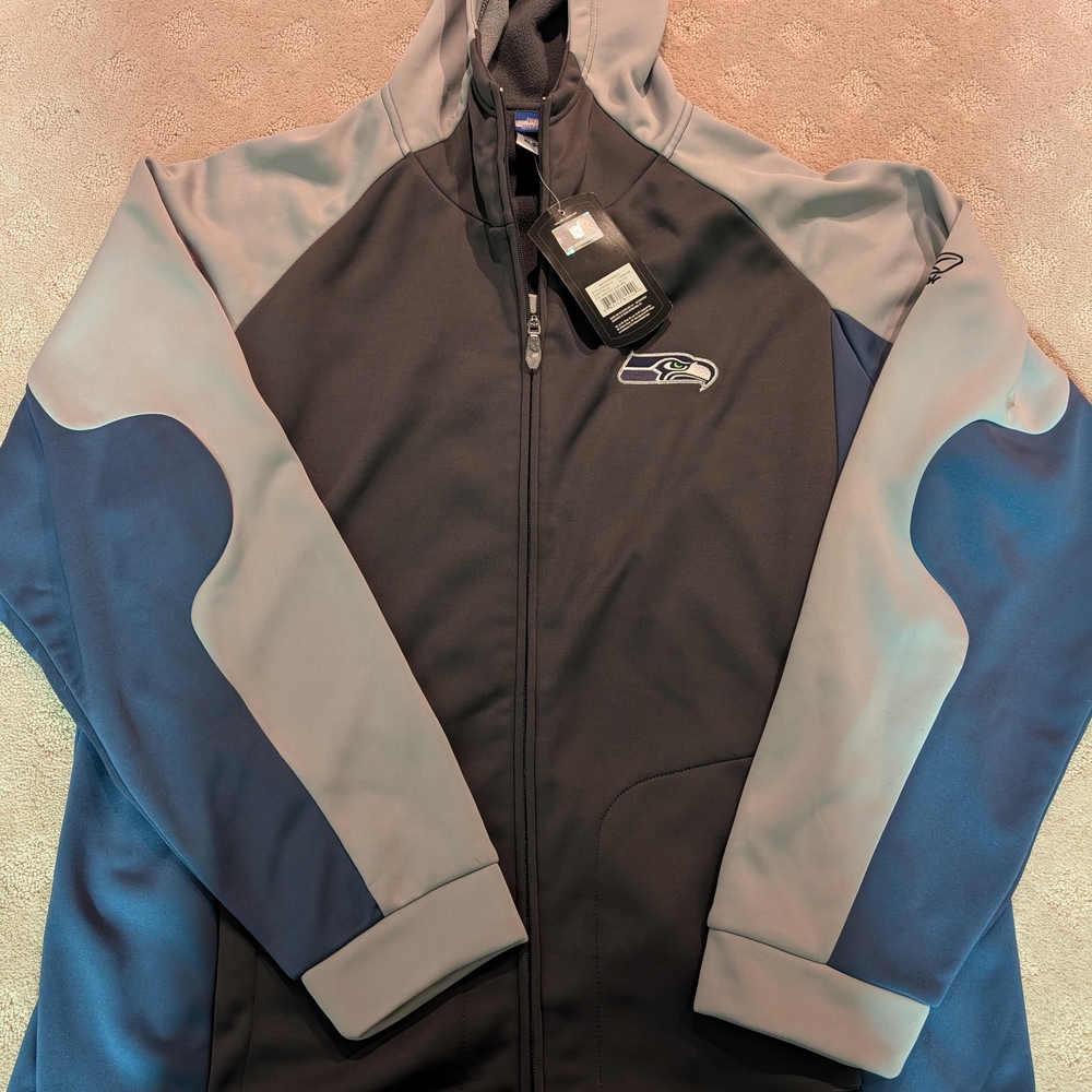 Brand New W Tags Seattle Seahawks Reebok Zip Up Track Jacket XL